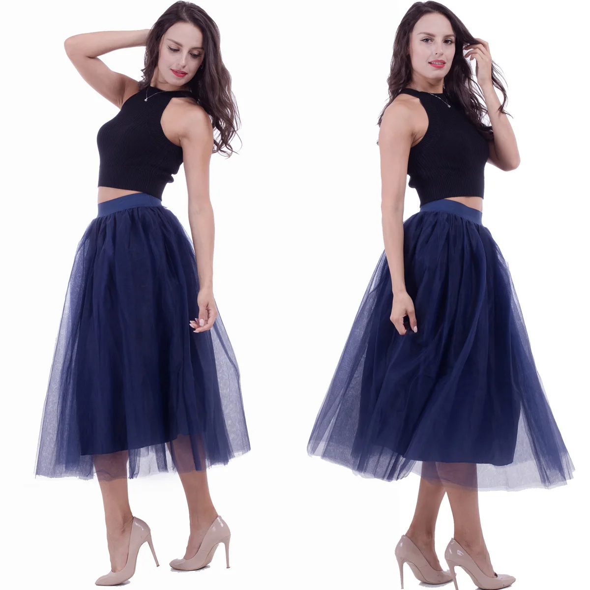 Explosive large swing mesh tulle skirt pleated skirt tulle skirt length 80 elegant temperament underskirt  petticoat underskirt