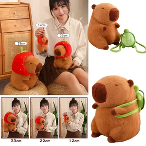 Plush animal backpack, strawberry hat, capybara, turtle, pope hand ring circle of small size, simulation 12 Main Sales Turtle Plush - №7