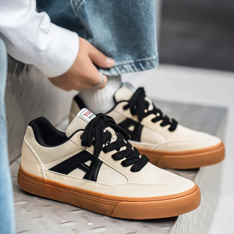 

Новинка 2025 года, мужская парусиновая обувь с низким берцем на шнуровке в стиле ретро, модная универсальная повседневная обувь на плоской подошве, удобные и дышащие кроссовки