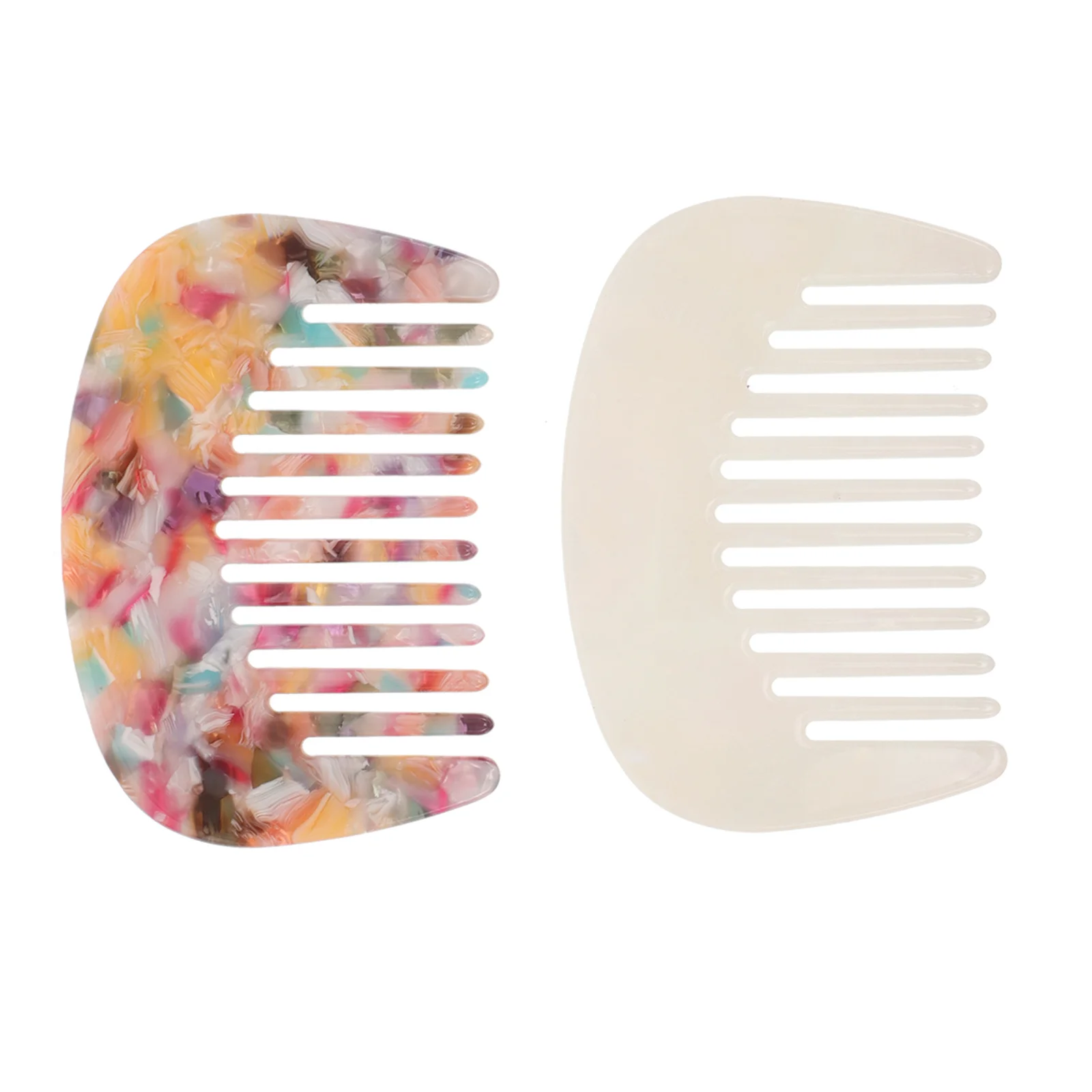 

2pcs Portable Travel Combs Compact Acetic Acid Wide Tooth Detangling Hair Comb For Women Men Handbag Purse Mini French Style