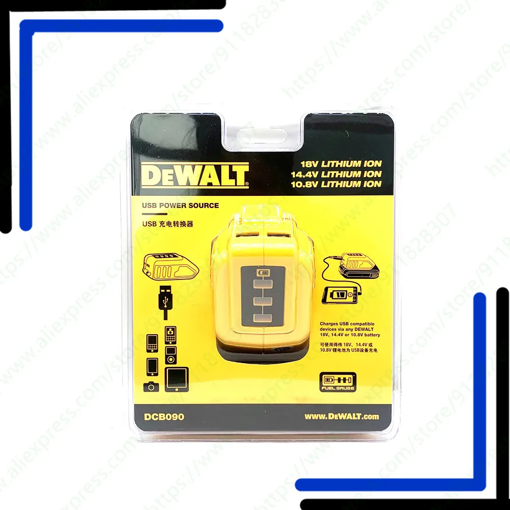 DEWALT DCB090 USB Power Source Adapter Batteries Charging Converter Charges USB Compatible Devices 12V/20V MAX USB Power Source