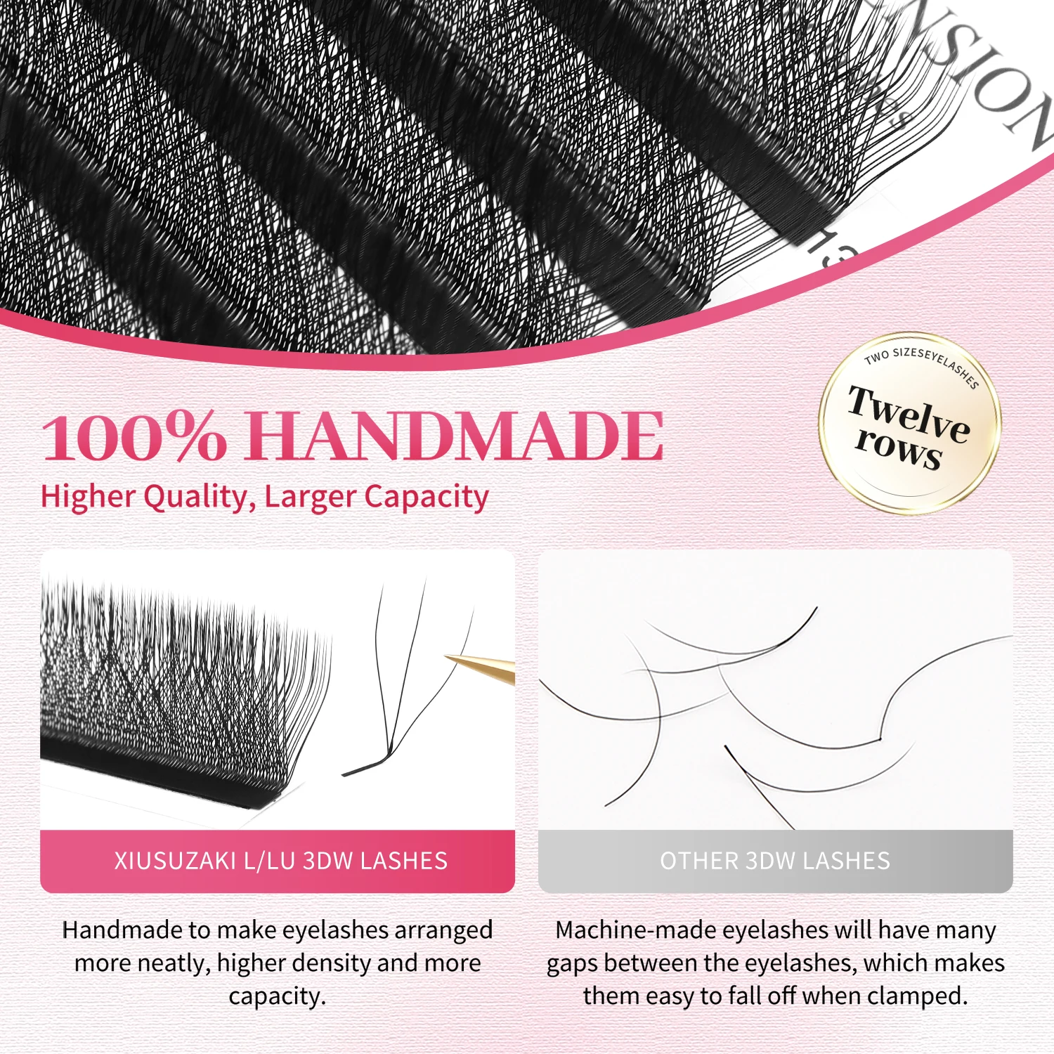 XIUSUZAKI L/LU/M Curl 3D W Lashes Extensions Automatic Flowering  Premade Volume Fans W Lashes Extensions Makeup Tools Suppliers