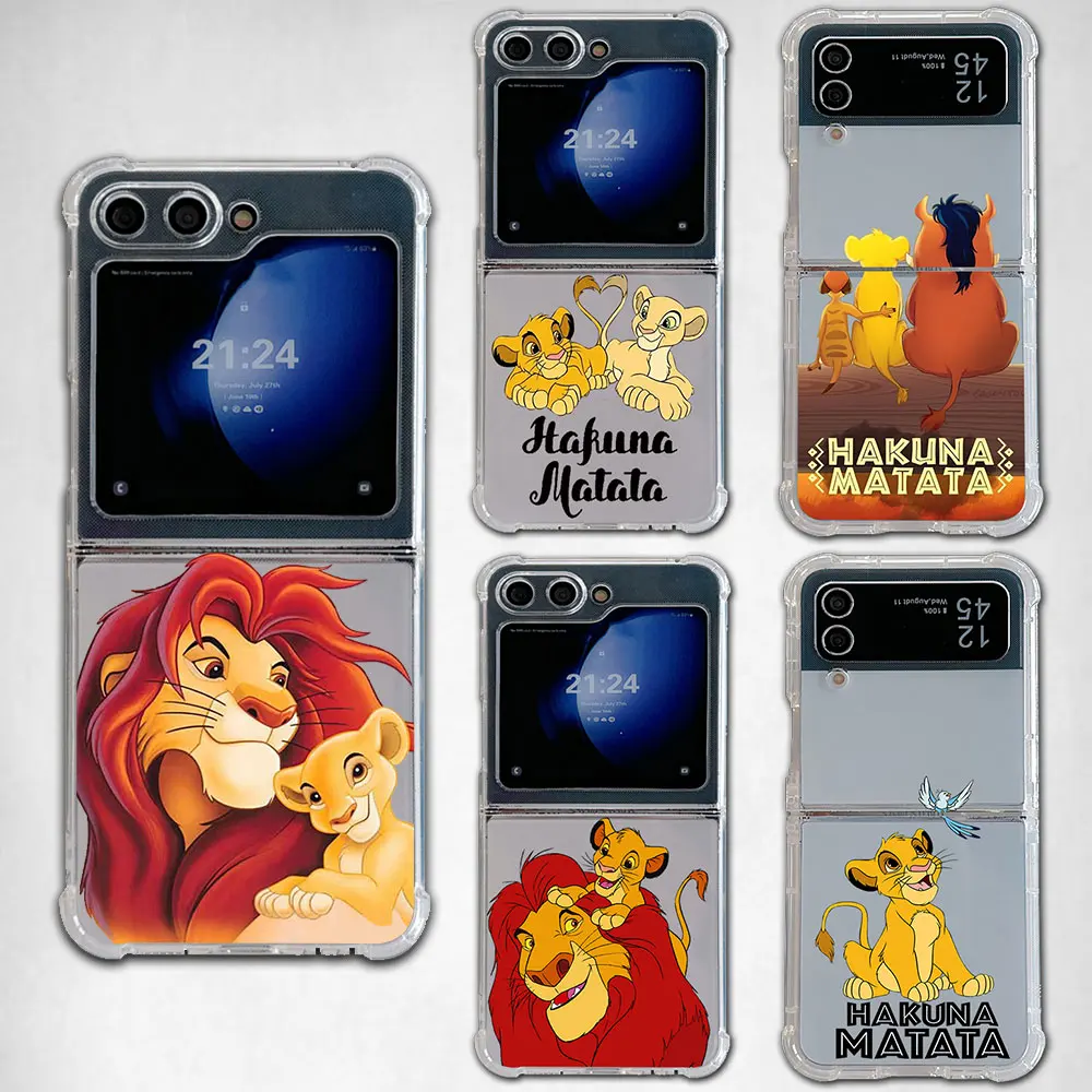 Hakuna Matata The Lion King Simba Phone Case for Samsung Galaxy Z Flip 3 4 Z Flip 5 Z Fold 4 5G PC Soft Anti-fall Back Cover