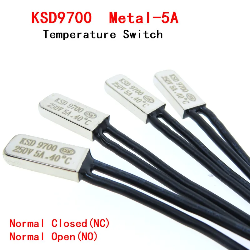 

5 pcs KSD9700 5A 250V 40C 55C 60C 75C 80C 85C 90C 95C 100C 155C NO NC Thermostat Thermal Protector fuses Temperature Switch