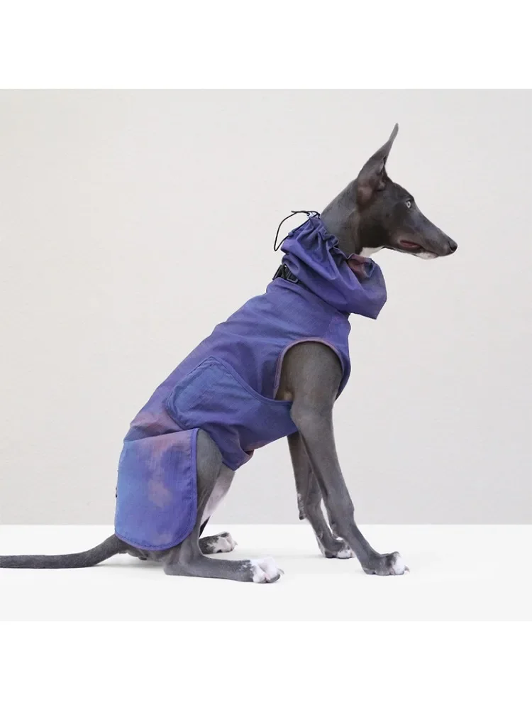 Trendy Tie Dye Dog Jacket, Waterproof Wind Resistant Puppy Coat with Hood, Fashionable Outdoor Windbreaker for Large Dogs