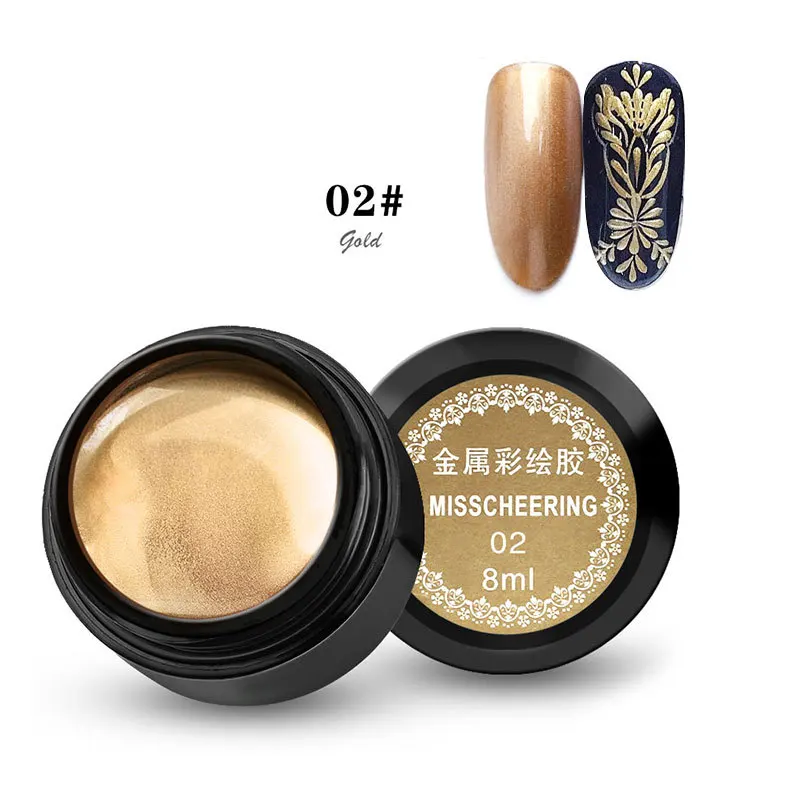 1 ชิ้น 8 มล. สีทองเงิน กระจกเงา 3 มิติ สำหรับเพ้นท์เล็บ เจลยูวีสำหรับทำเล็บ