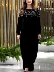 Vestido de fiesta musulmán Eid para mujer Abaya primavera Vestidos de terciopelo con diamantes cinturón de Ramadán Vestidos Largos Dubai bata Jalabiya 2024