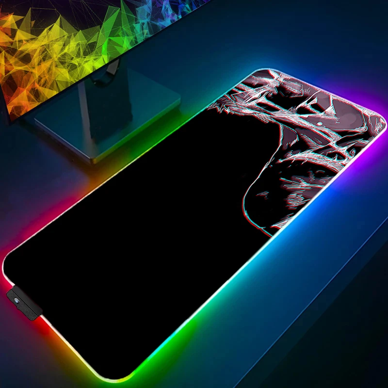 

Rubber RGB Mouse Pad 90x40cm professional eSports game players Speed Lock Edge one piece Zoro XXL Desk LED Mousepad Keyboard Mat