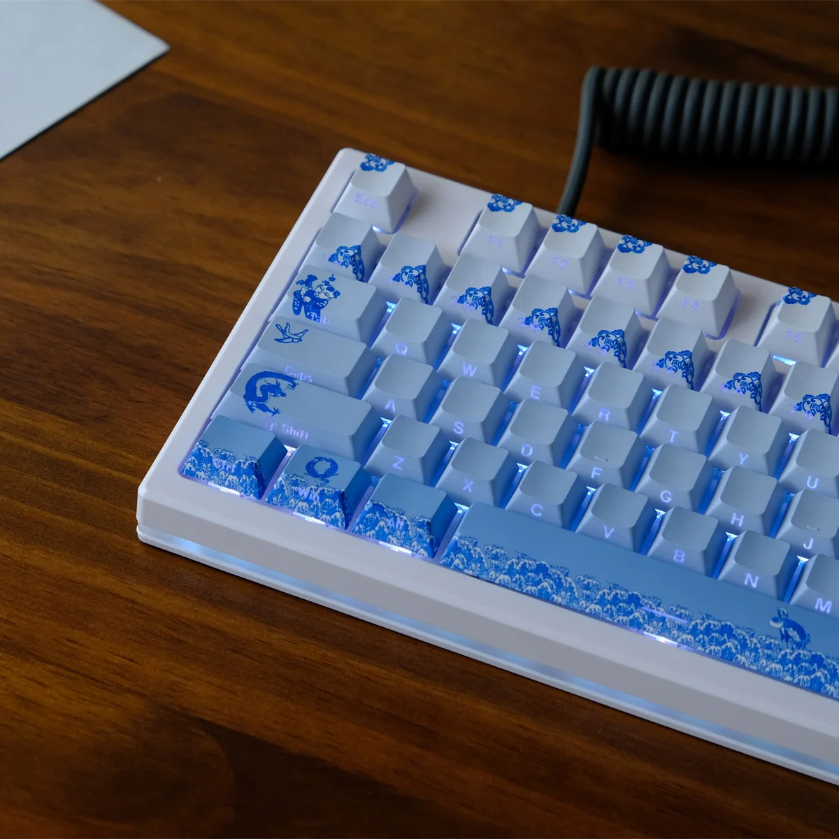 Chinese Porcelain Dye Sub PBT Keycap 130 Keys Side-lit Shine Through Keycaps Cherry Profile for MX Switch Gaming Keyboard