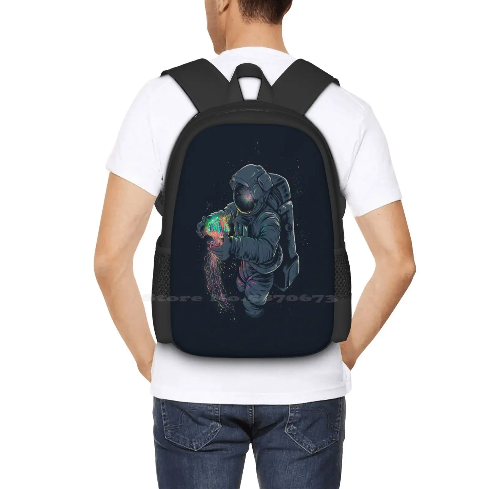 Jellyspace-Mochilas para Adolescentes Escolares, Malas de Viagem, Medusa Astronauta, Reunião Neon, Cosmonauta, Cosmos, Galáxia