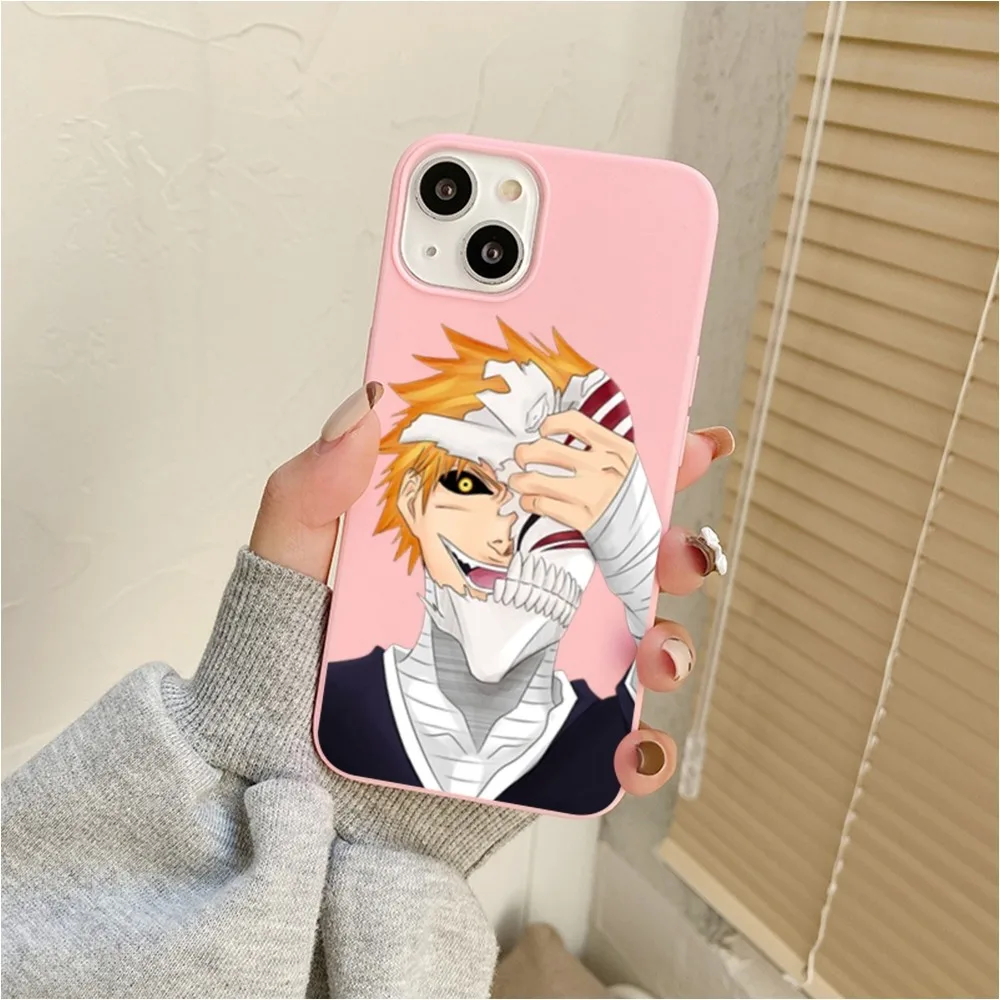 B-bleach K-kurosaki I-Ichigo Phone Case For Iphone 11 13 14 Pro Max X Xr Xs Max Se2020 12mini Pink Cover Case