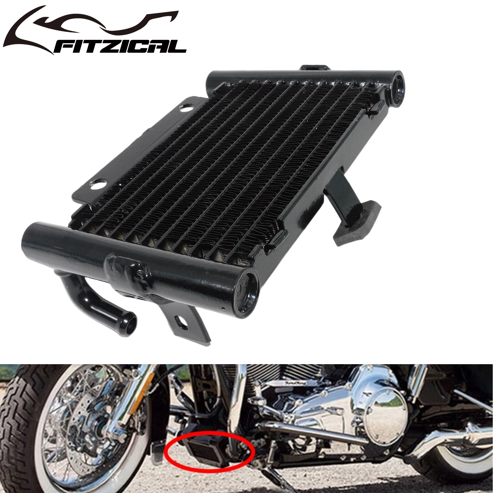 Motorcycle Oil Cooler Cover Water Tank Radiator Black For Harley Touring Road Glide Street Electra Glide Road King FLHX 2017-Up