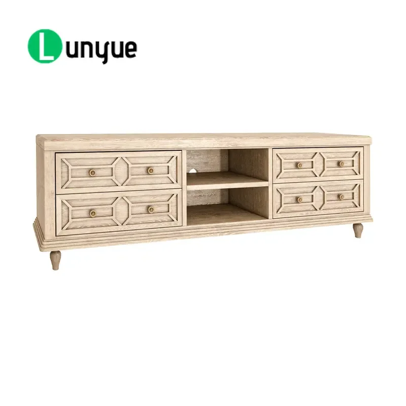 Oak Wood Framed Wall Unit TV Cabinet Modern Design Living Room Furniture Storage Shelf Cheap