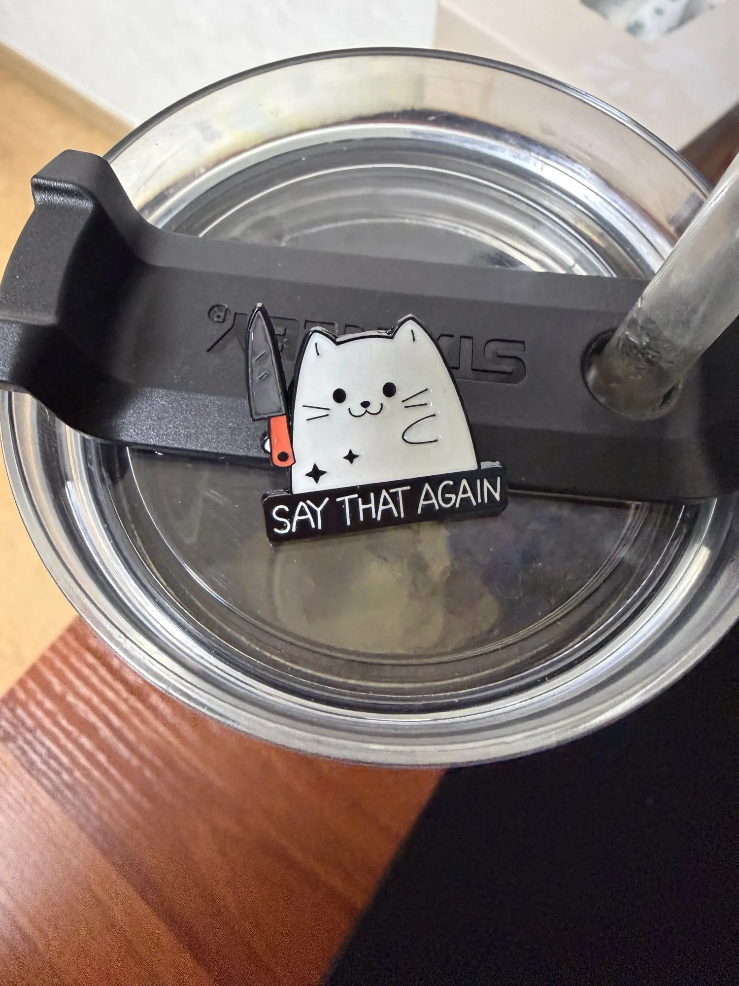 Cute Knife Wielding Kitten Brooch Unique Badge Accessory Gift photo review