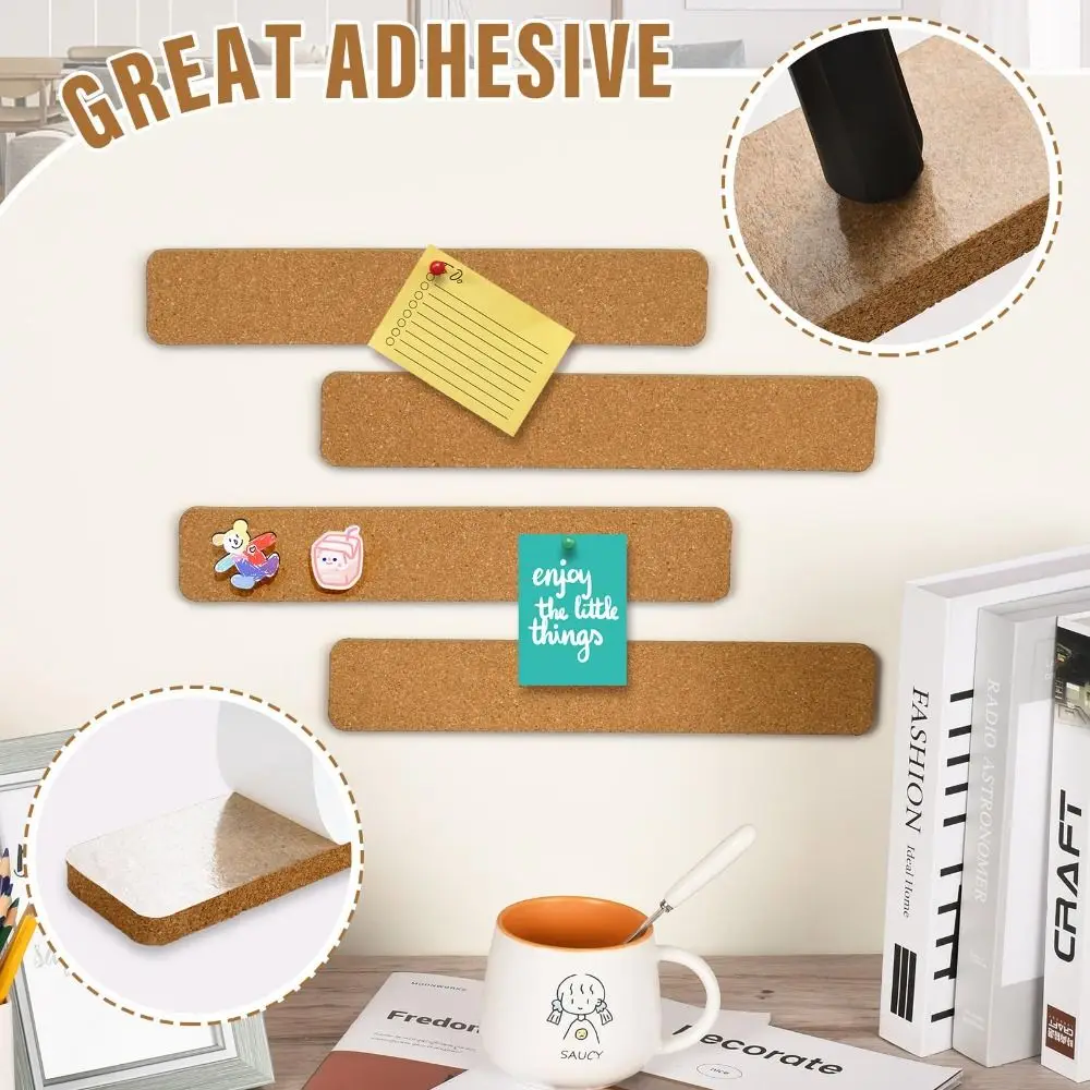 Cork Material Self Adhesive Cork Board Self Adhesive Removable Hanging Thumbtacks Board Frameless Cork Bulletin Board