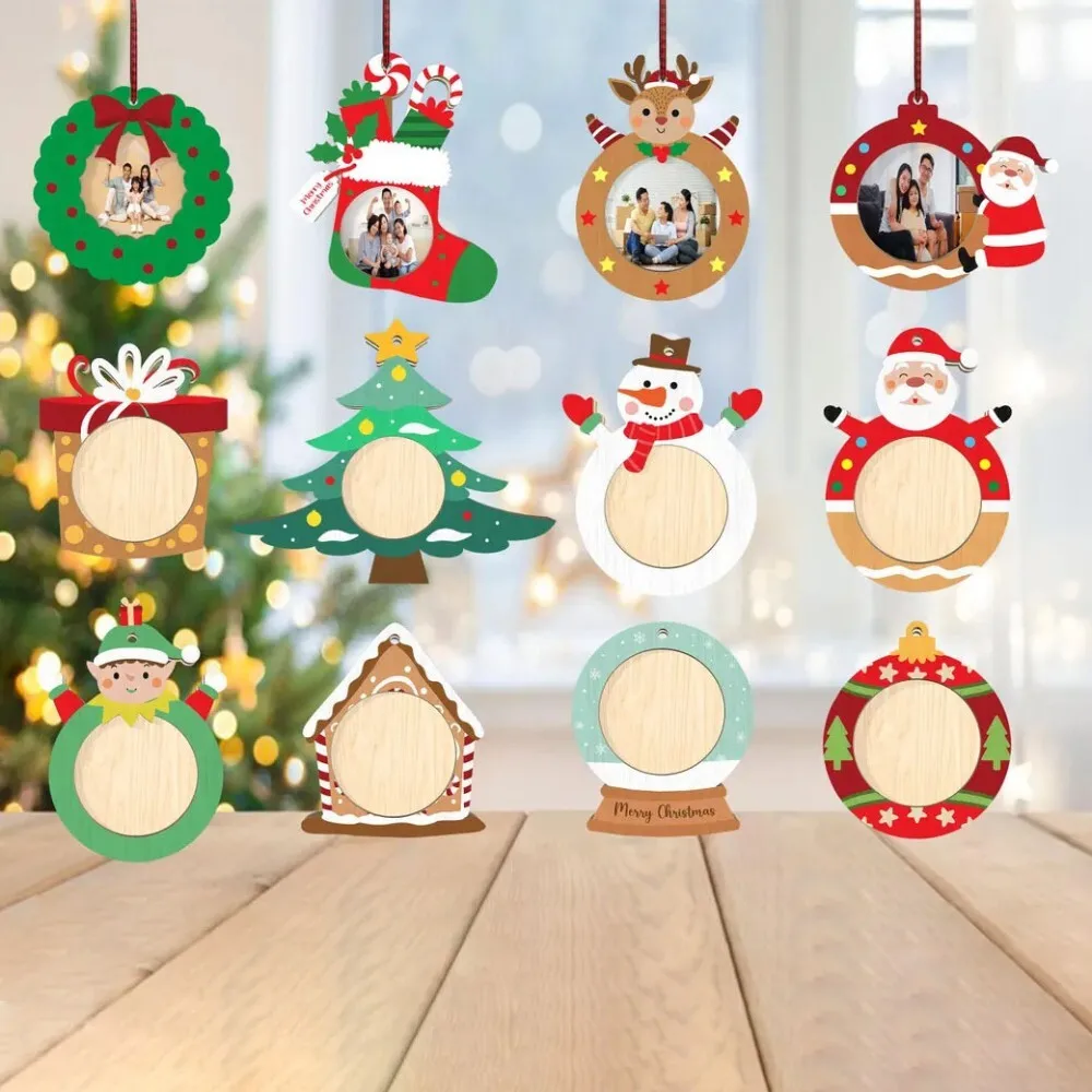 

Wooden Photo Frame DIY Craft Kit for Christmas Tree Snowman Pendant Home Holiday Decor Ornaments Gift Idea Stocking Stuffer