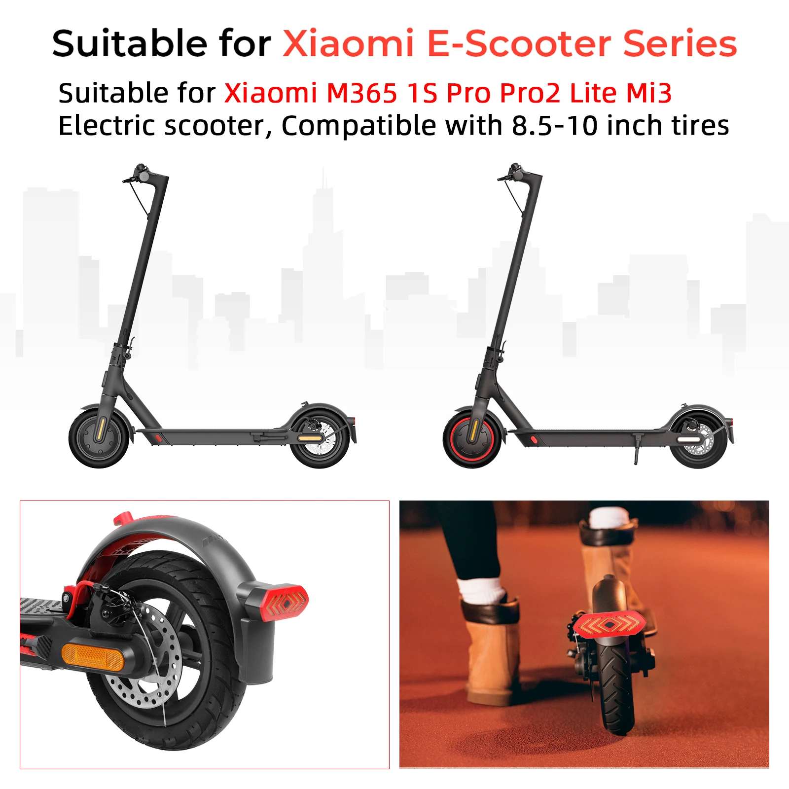 Ulip Scooter Upgrade segnale di coda di svolta Kit parafango posteriore pneumatico Splash parafango accessori di protezione per Xiaomi M365 1S Pro 2