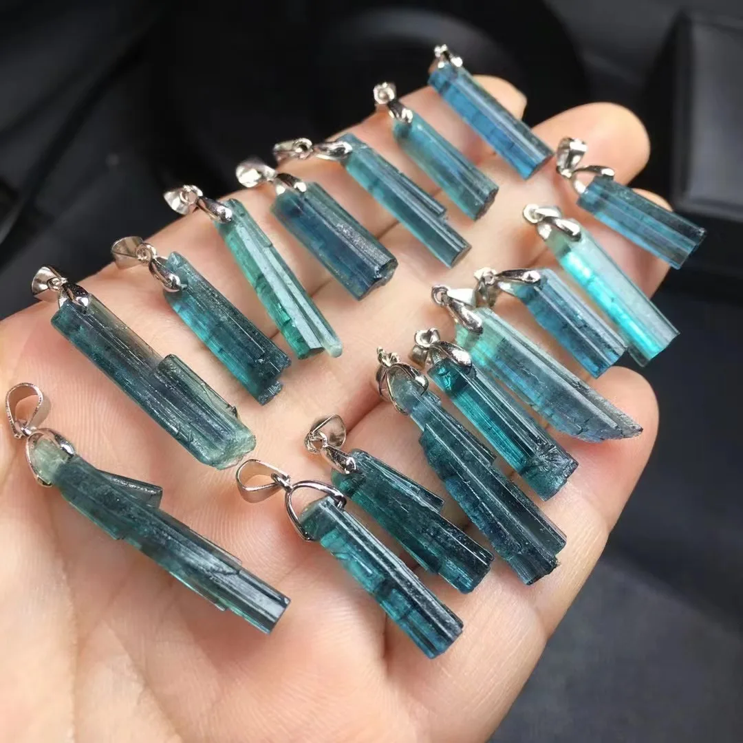 Unit One Piece 925 Silver Buckle With Popular Good Quality Natural Blue Tourmaline Crystal Healing Ora Pendant Fashion For Gift