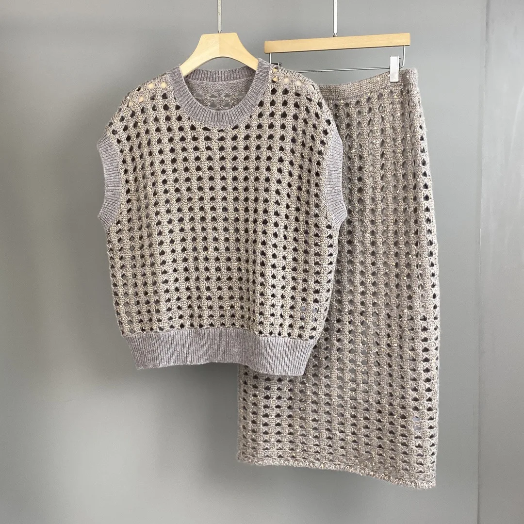 Frauen Herbst und Winter Neue Hohl Slip Schulter Gestrickte Pullover Mode Hohl Überrock