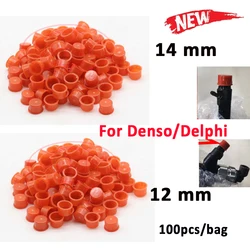 ORLTL 100 Pieces Fuel Nozzle Sprayer Plastic Cap 12mm 14mm Diesel Injector Nozzle Nut for Denso Delphi EJBR04501D 23670-0L020