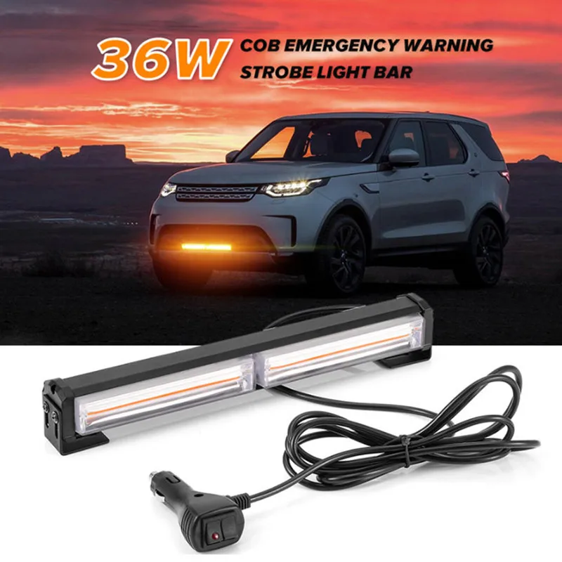 36W Car Truck COB Long LED Strobe Light Bar Police Flashing Emergency Warning lights Red White off-road outdoor working light