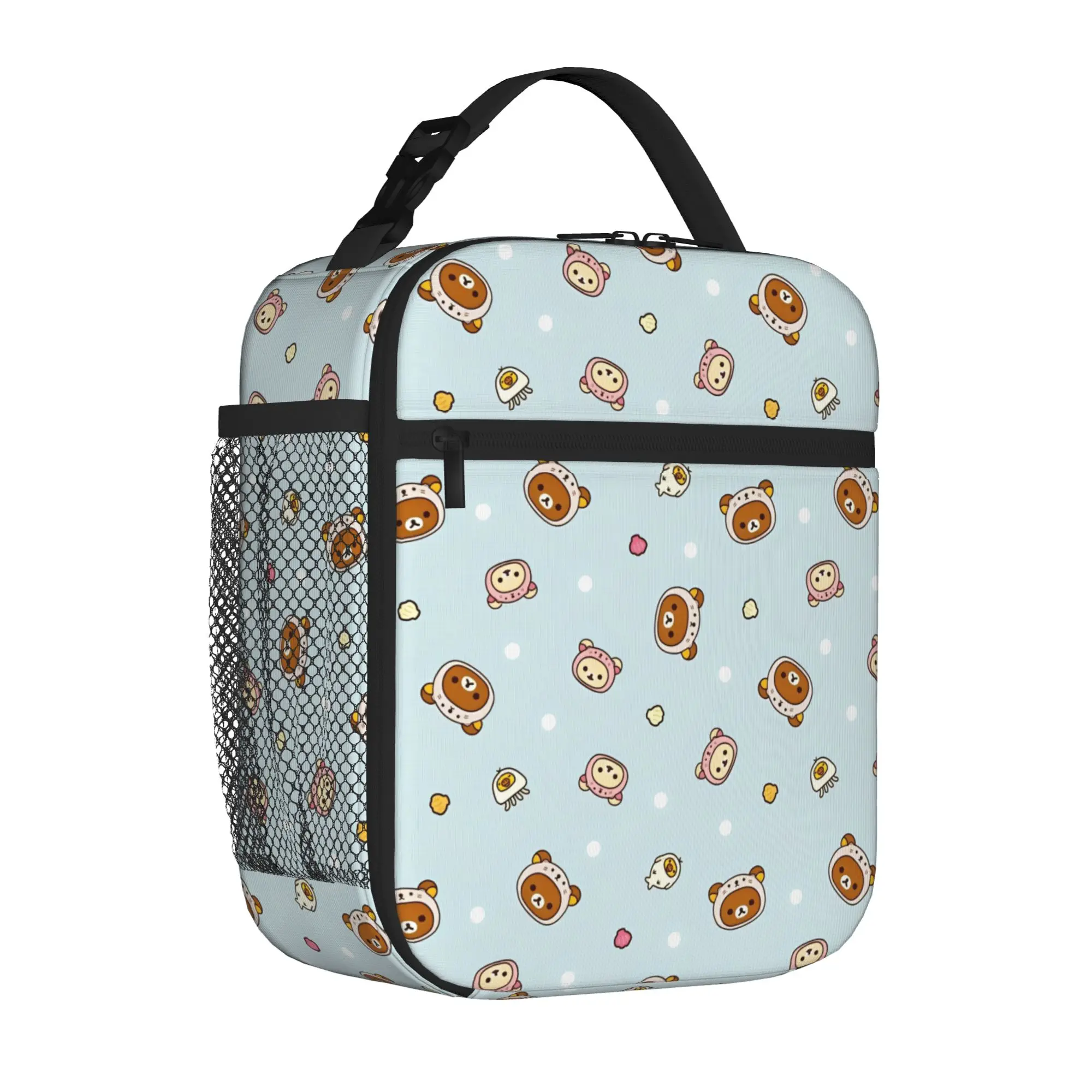 R-Rilakkumas Korilakkuma Cute Bear Insulated Lunch Tote Bag Work Kiiroitori Cartoon Reusable Cooler Thermal Large Size Bento Bag