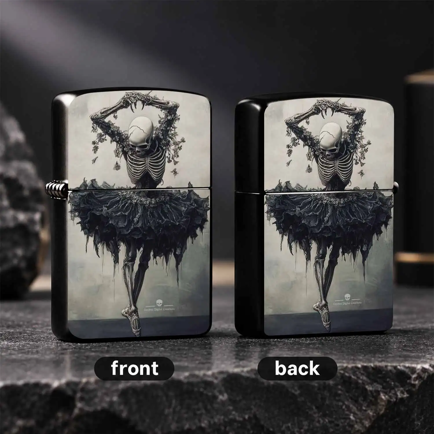 Dark Gothic Skeleton Ballerina Themed Lighter, Vintage Artistic Aesthetic Portable Igniter, Unique Eerie Romantic Decor Accessory, Ideal For Daily Use Gifting Collecting, Fits All Casual And Special Occasions With Distinct Stylish Charm A H