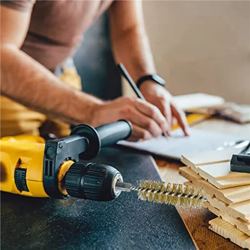 AT29-12X فرشاة سلك مستديرة قطرها فرش أنبوب الفولاذ المقاوم للصدأ بأحجام مختلفة مع فرش سلكية مستديرة للمطارق الدوارة