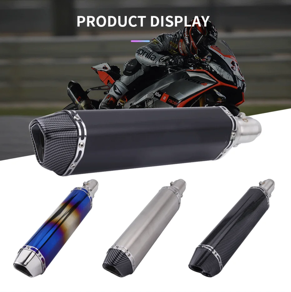 Universal 470mm Long Motorcycle Muffler Ak Exhaust Escape End Tail Silencer Pipe Pot DB Killer