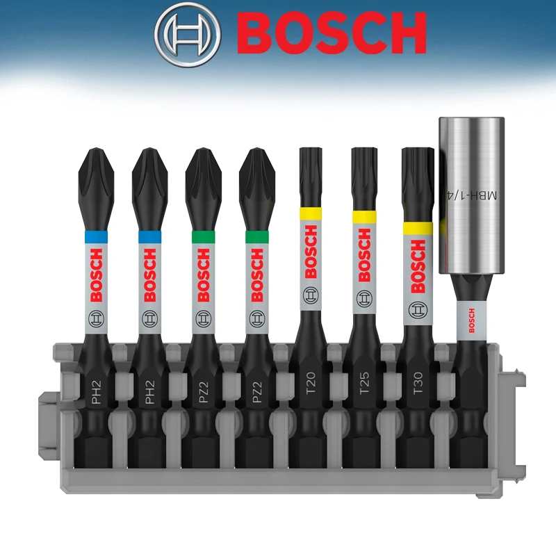 

BOSCH 2608522326 PRO Impact Screwdriver Bit Set 8-piece Standard Bitholder Pick and Click Index Professional Tool Accessory