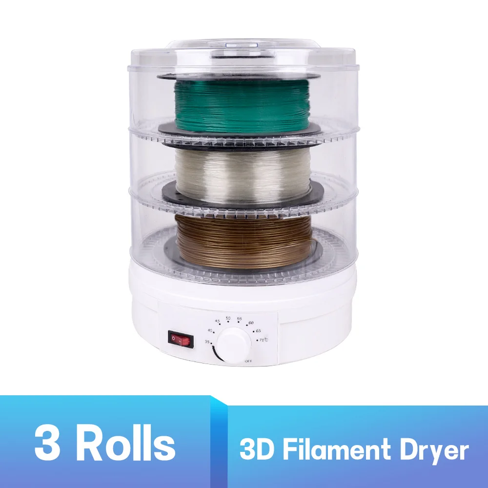 3 Rolls Filaments Dryer Box 360° Hot-air Heating 1kg Filament Dehydrator for 1.75mm/2.85mm ABS PLA PETG TPU 3D Printing Material