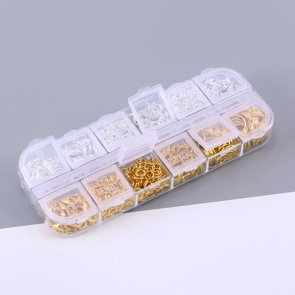 1200Pcs Jewelry Accessories Combination Set Gold Silver Open Jump Rings Lobster Clasps Eye Needles Various Sizes DIY Earring - view 2
