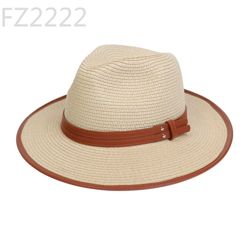 British belt hemming straw hat women's summer travel sunscreen hat vacation leisure versatile