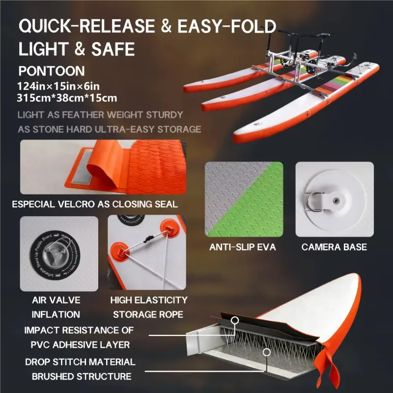 Airo Favorite Foldable Propeller Water Bike With Integrated Molding Frame Easy to Install Pontoons Water Pedal Bike