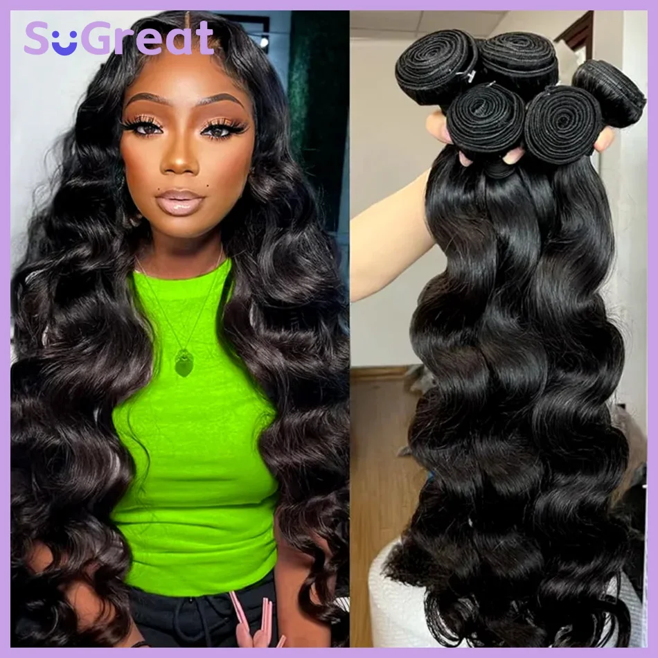 

SoGreat 16-дюймовый 1 шт. Объемная волна Пучки человеческих волос Натуральный свободный объемный волнистый черный парик Человеческие волосы Необработанные пучки волос Бразильские волосы