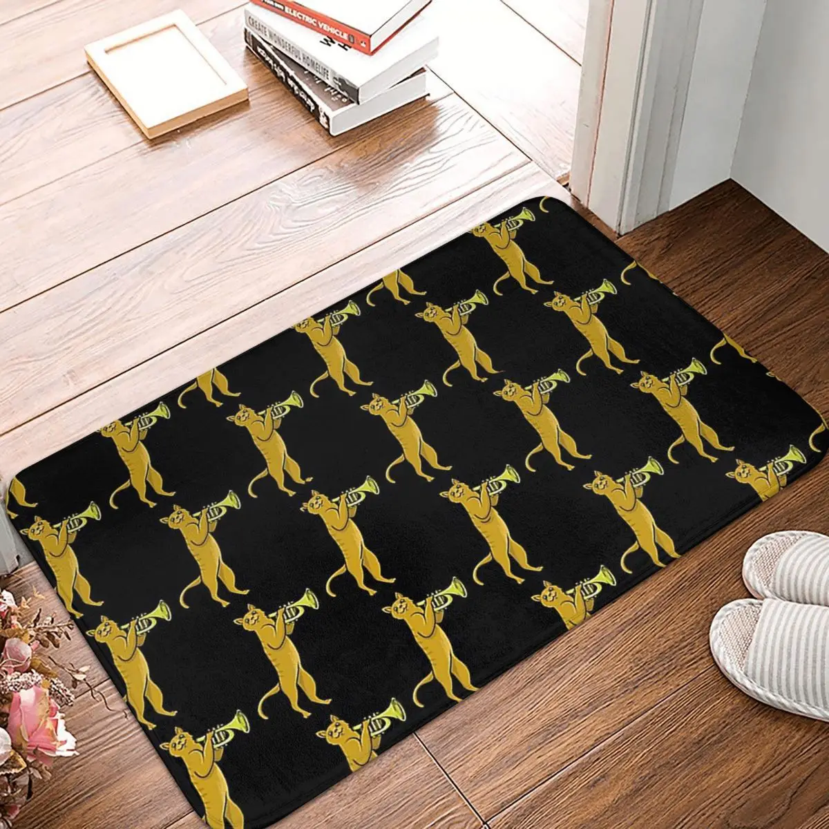 Trumpet Cat Non-slip Doormat Floor Mat Dust-proo Carpet Rug for Kitchen Entrance Home Bedroom Footpad Mats