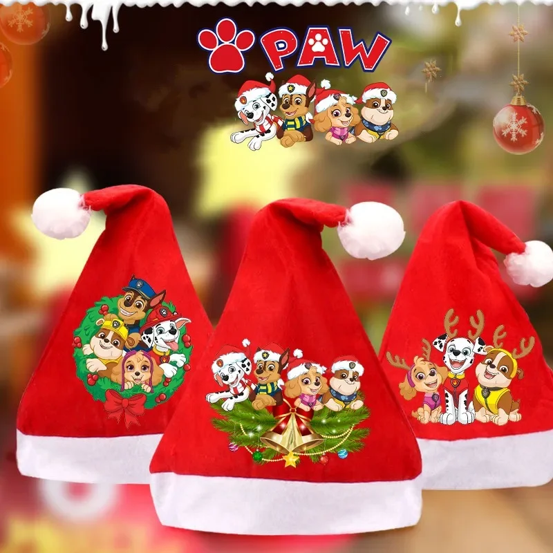 Paw Patrol Santa Hats Skye Chase Xmas Cap Kids Adults Unisex Christmas Dress-up Party Decor Decoration Cosplay Kawaii Child Gift