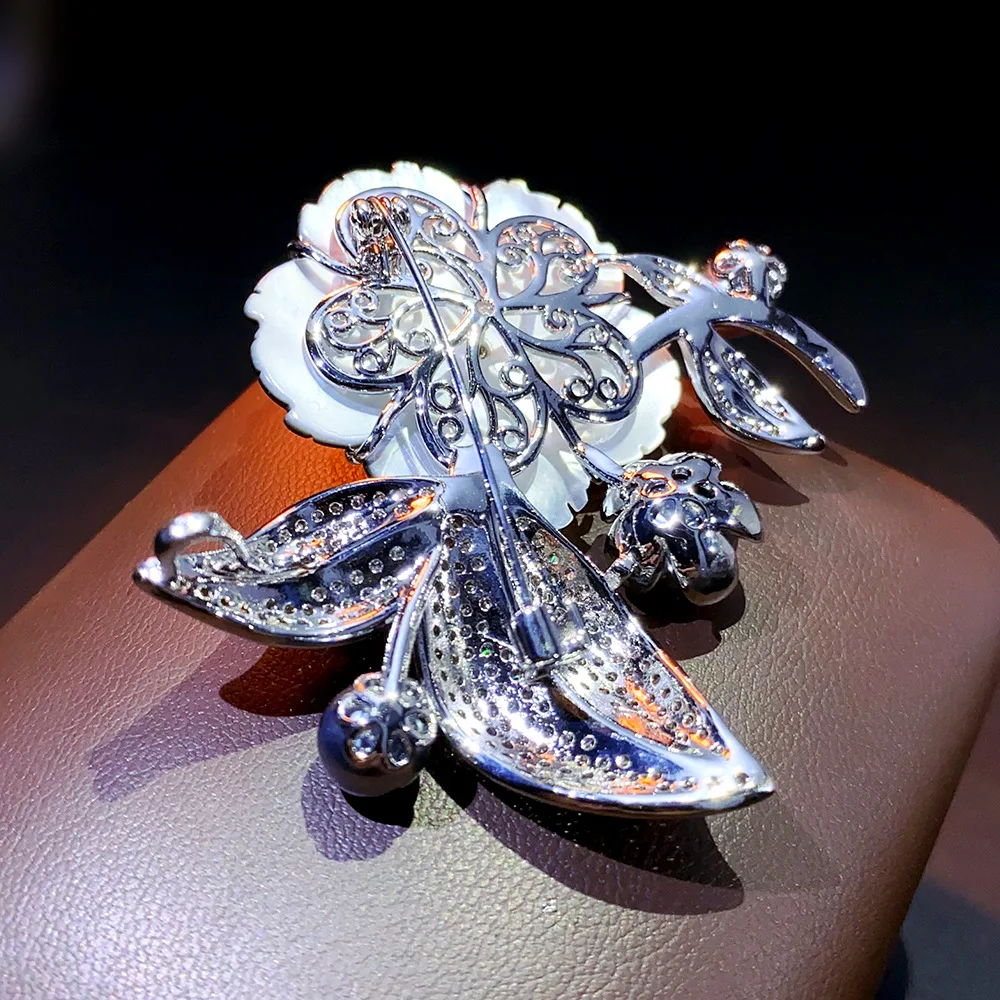 الراقية مطعمة حبة الفاوانيا زهر البرقوق بروش ضوء الأزياء الفاخرة تنوعا معطف ثوب مسائي اكسسوارات الديكور #3