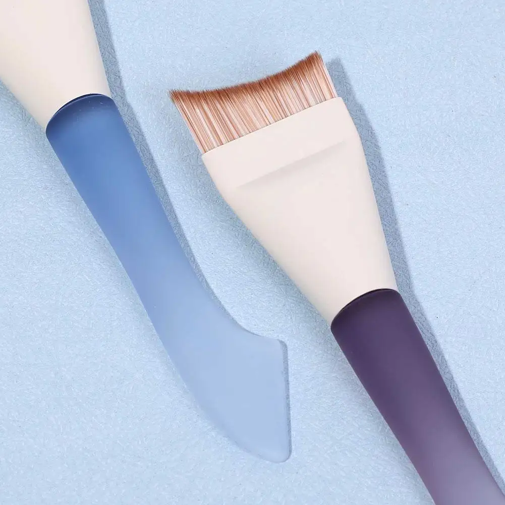 1 Uds. Brocha para base de media luna, brocha de maquillaje para base de doble cabezal con gradiente, brocha de maquillaje de cabeza plana en ángulo de ajuste ultrafino