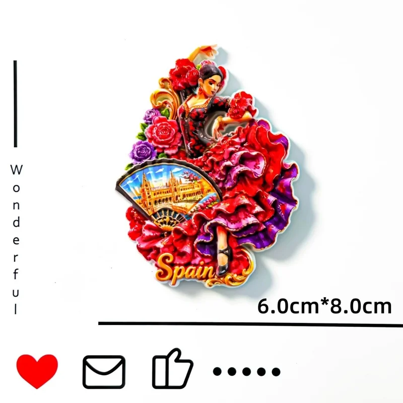 European Spain Landmark Fridge Magnet 3D Resin Barcelona Madrid Sevilla Tourist Souvenir Refrigerator Magnets Travel Gift