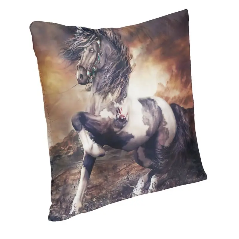 Nordic Style Apache War Horse Cushion Cover 45x45 Velvet Animal Pillow Case for Sofa Square Pillowcase Decoration