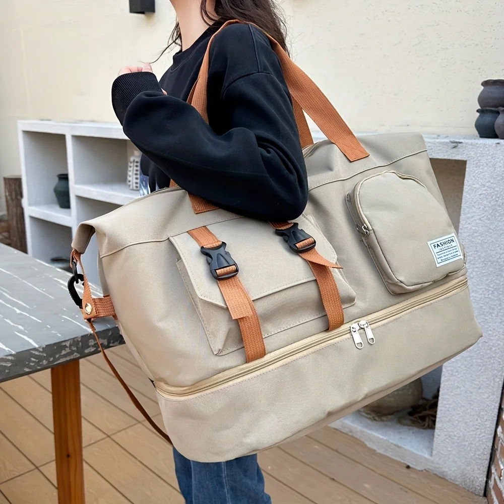 

Oxford Fabric Travel Bag Large Capacity Multi-Functional Shoulder Sports Gym Bag with Separate Shoe Compartment