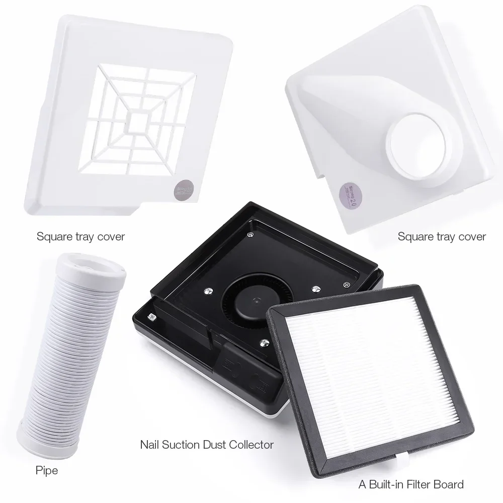 Aspirapolvere per unghie con ventola per estrattore di polvere per unghie con design a gomito retrattile da 60 W a doppio uso con tubo