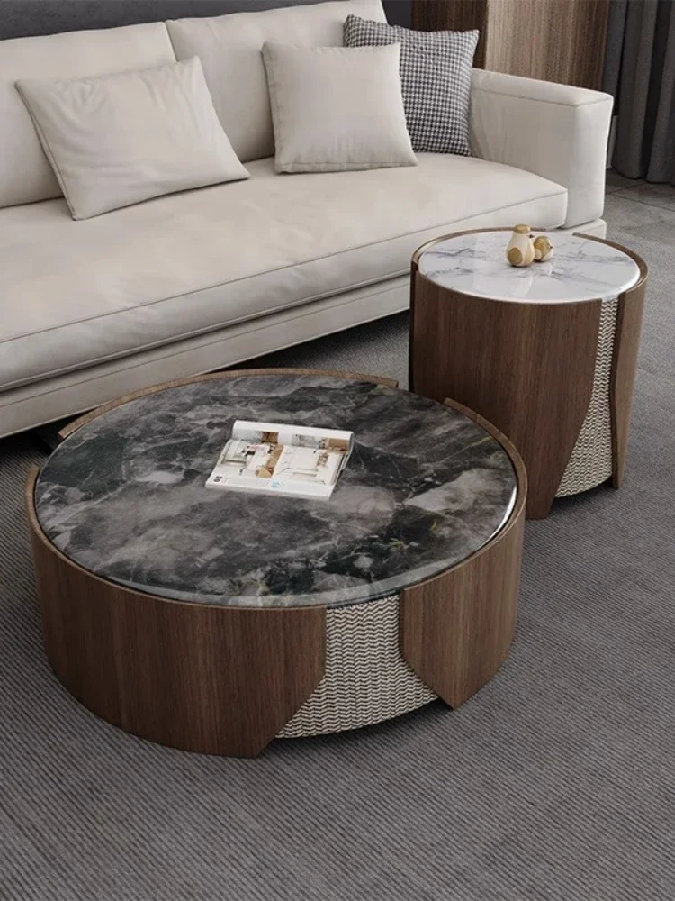 Modern Simple and Light Luxury Marble Circle and Creative Living Room Home Coffee Table Side Table Combination