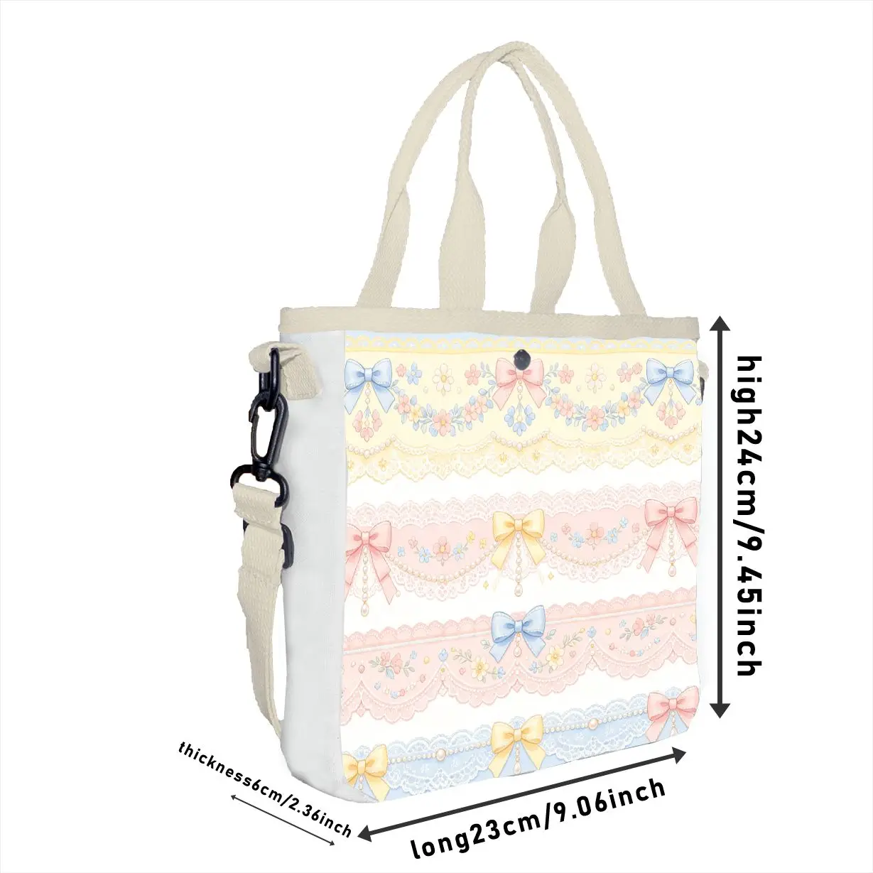 1pc Classic Vintage Lace Floral Tote, Adjustable Strap Romantic Girly Handbag