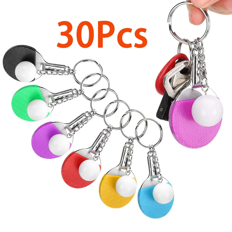 

30Pcs Ping Pong Ball Keyring Lovers Pendant Keyrings Rings Charms Jewelry Ring Keychain Pingpong Handbag Model Lover Chain