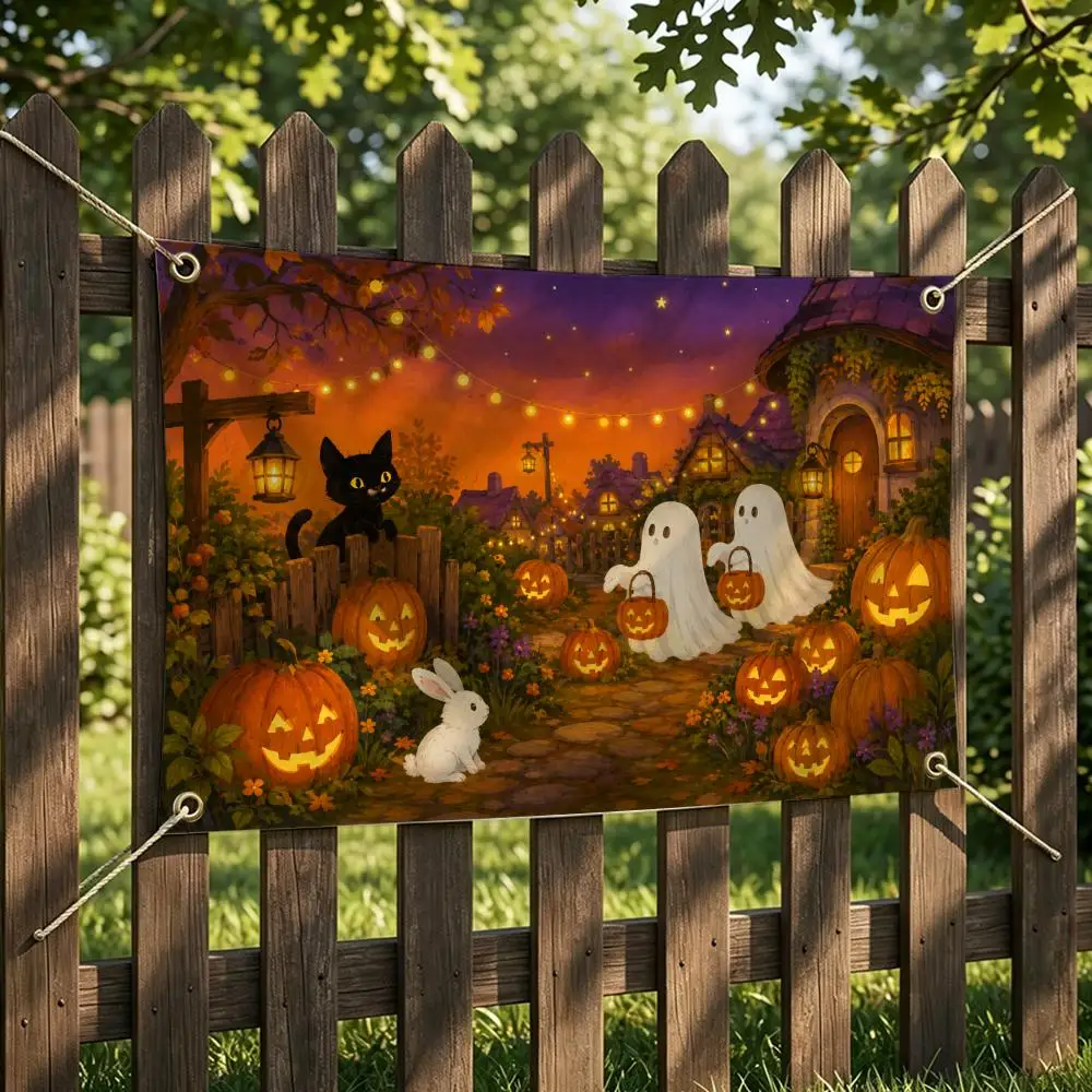 Pumpkin Ghost Fairytale Garden Flags are suitable for homes, bars, hotels, birthday parties, fan support, and themed collections