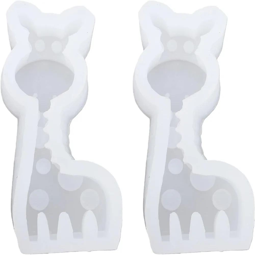 2PCS Flexible Silicone Silicone Mold Non Stick Surface 3D Giraffe Shape Candle Mold Easy To Clean Resin Mold