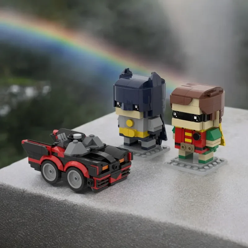 447PCS Moc Brickheadz Bats-man, Robins And The 1966 Batmobile DIY Building Blocks Educational Holiday Birthday Present
