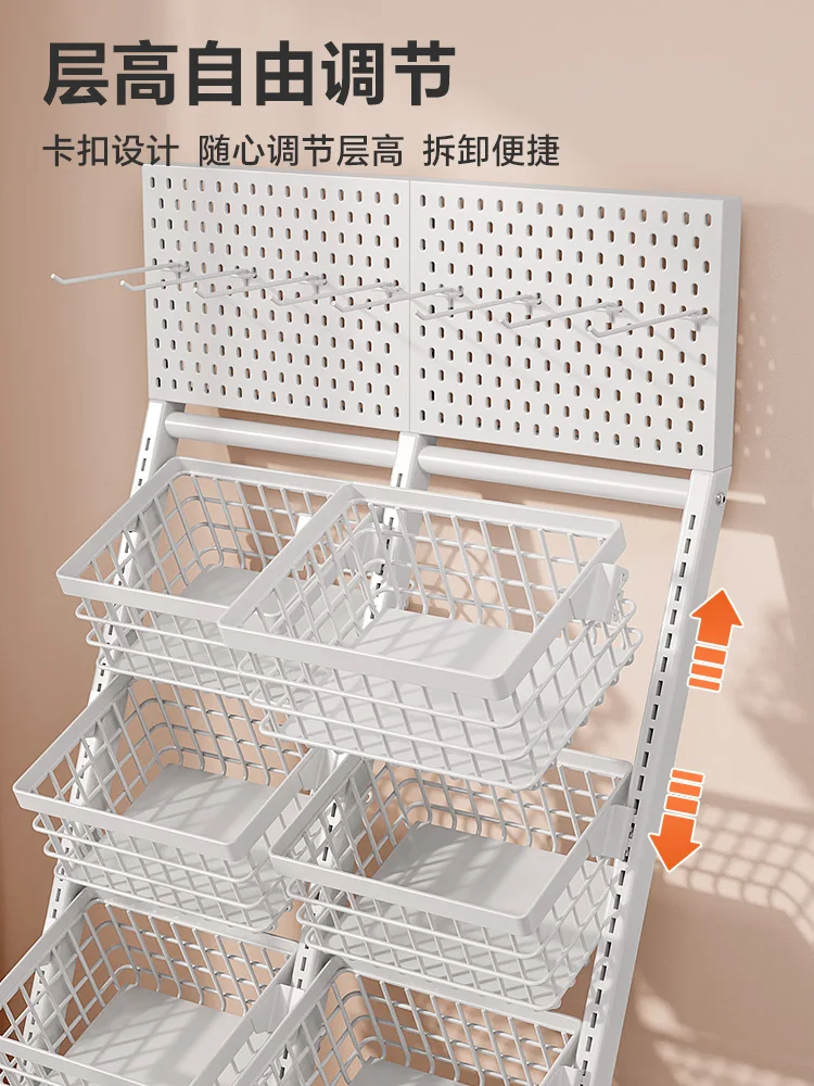 Supermarket shelves Multi-layer shelves Commercial snacks Snacks Food and beverages Display trolley